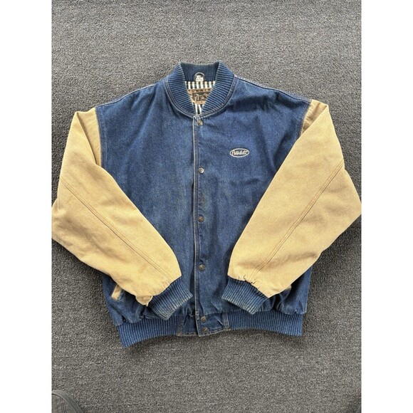 Turning Point Other - Vintage 90s Denim Bomber Jacket Mens Size XL Snaps Embroidered Peterbilt STAINED